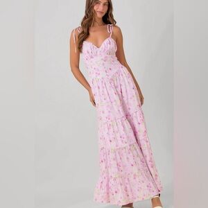 Pink Floral Maxi Dress – Romantic Cottagecore Summer Garden Party Gown
